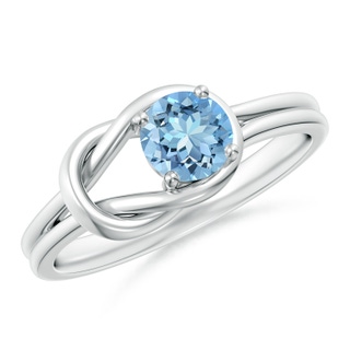 5mm AAAA Solitaire Aquamarine Infinity Knot Ring in White Gold