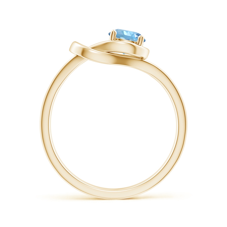 5mm AAAA Solitaire Aquamarine Infinity Knot Ring in Yellow Gold side 199