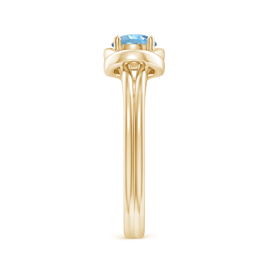5mm AAAA Solitaire Aquamarine Infinity Knot Ring in Yellow Gold side 299