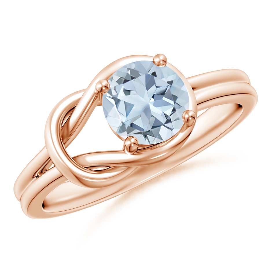 6mm A Solitaire Aquamarine Infinity Knot Ring in Rose Gold 