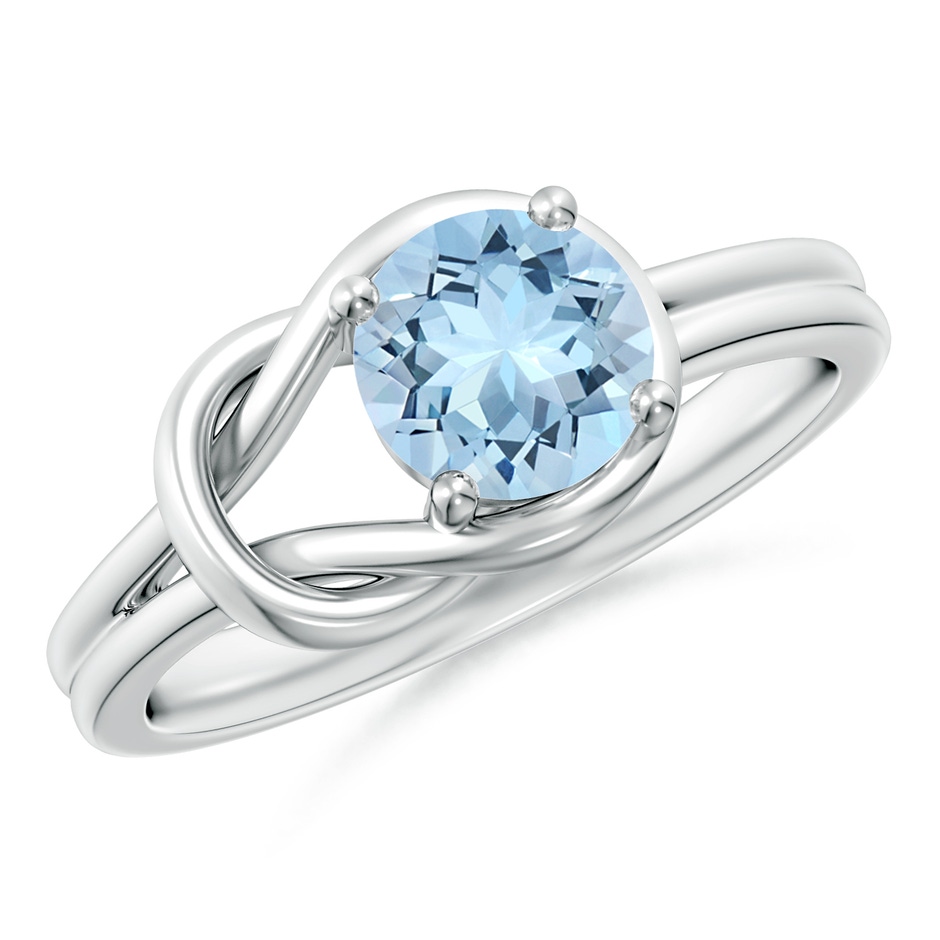 6mm AAA Solitaire Aquamarine Infinity Knot Ring in White Gold 