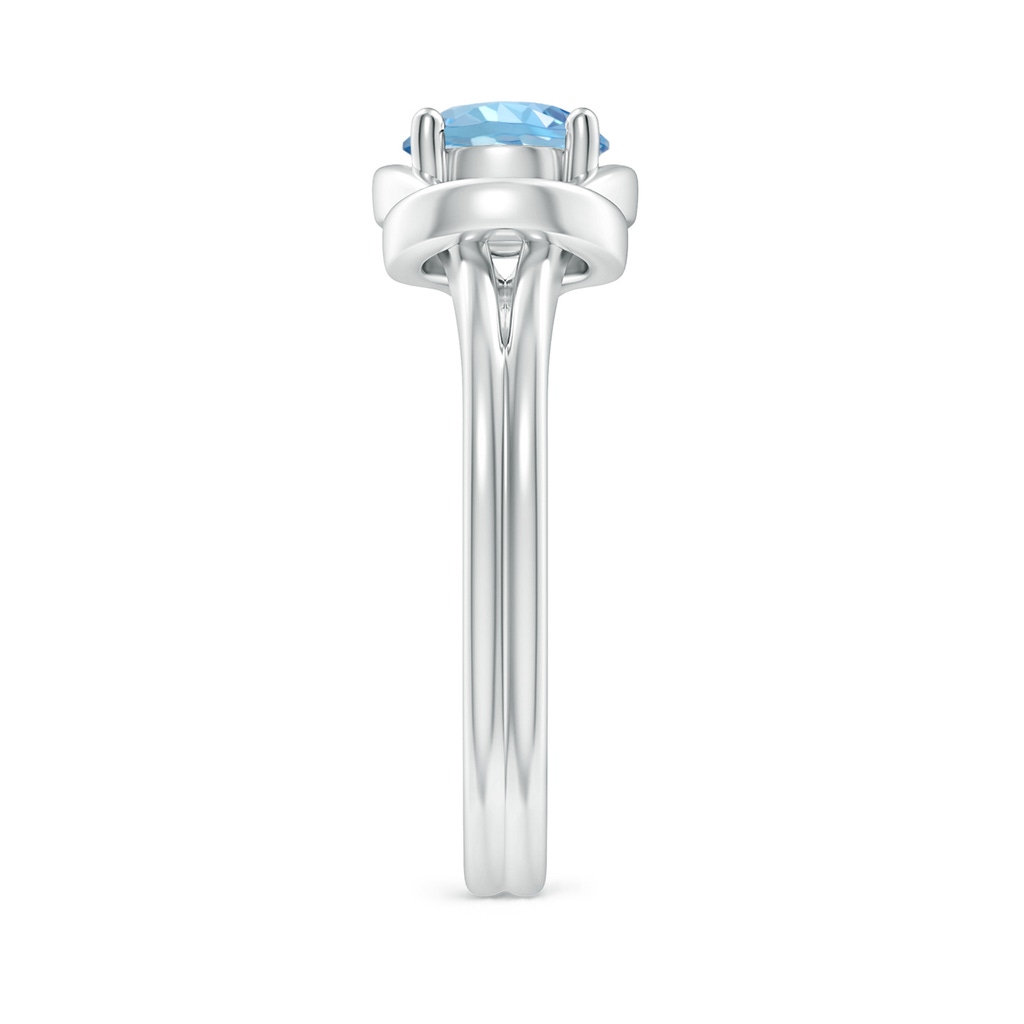6mm AAAA Solitaire Aquamarine Infinity Knot Ring in P950 Platinum Side 299