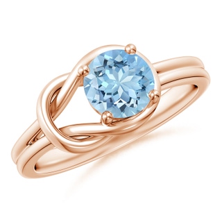6mm AAAA Solitaire Aquamarine Infinity Knot Ring in Rose Gold