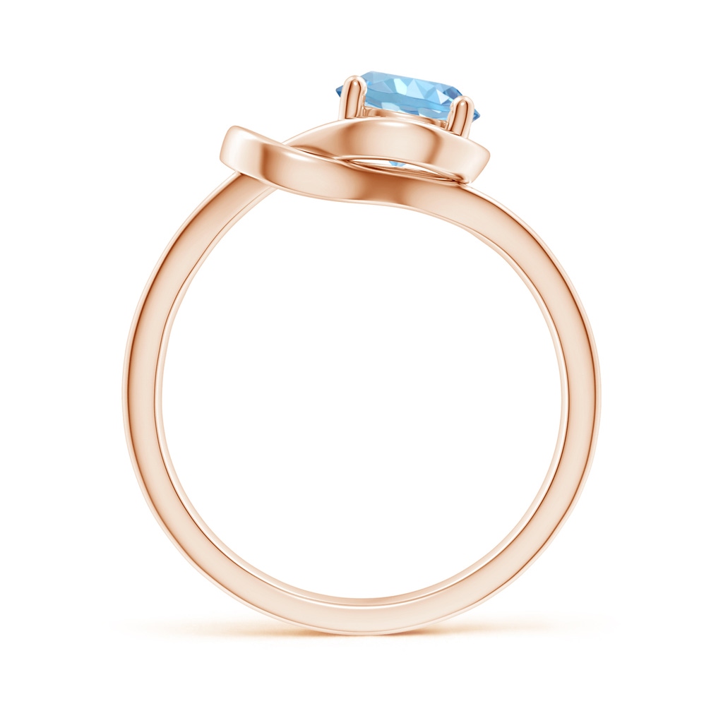 6mm AAAA Solitaire Aquamarine Infinity Knot Ring in Rose Gold Side 199