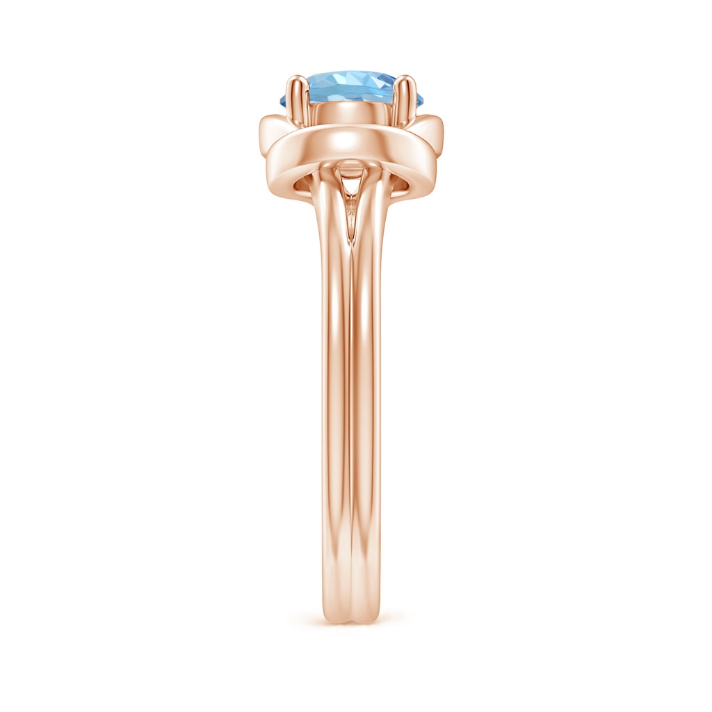 6mm AAAA Solitaire Aquamarine Infinity Knot Ring in Rose Gold Side 299