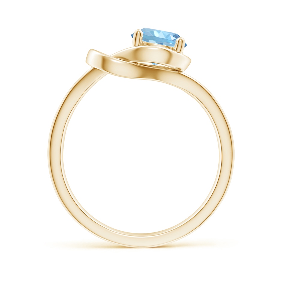 6mm AAAA Solitaire Aquamarine Infinity Knot Ring in Yellow Gold side 199