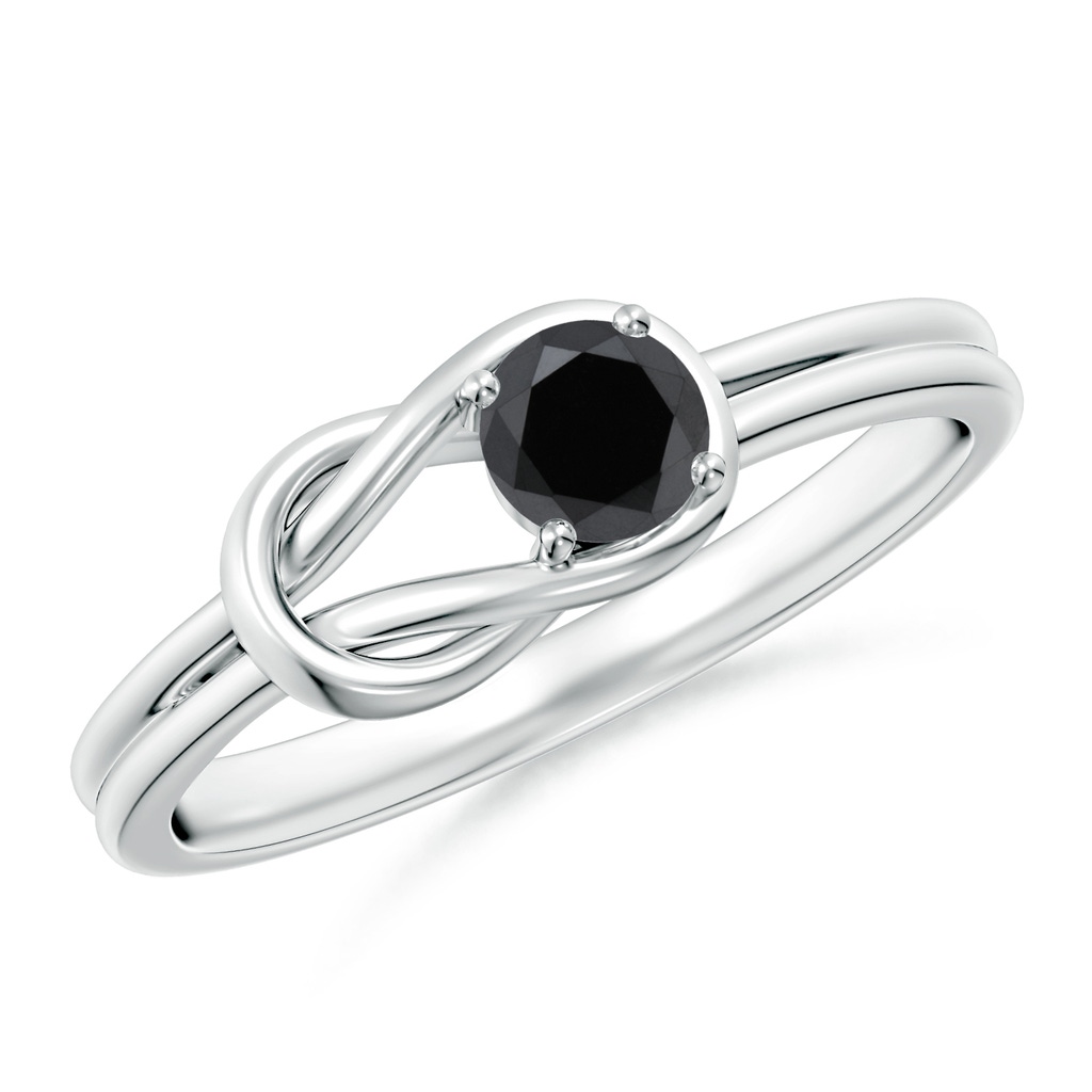 4mm AA Solitaire Black Diamond Infinity Knot Ring  in P950 Platinum
