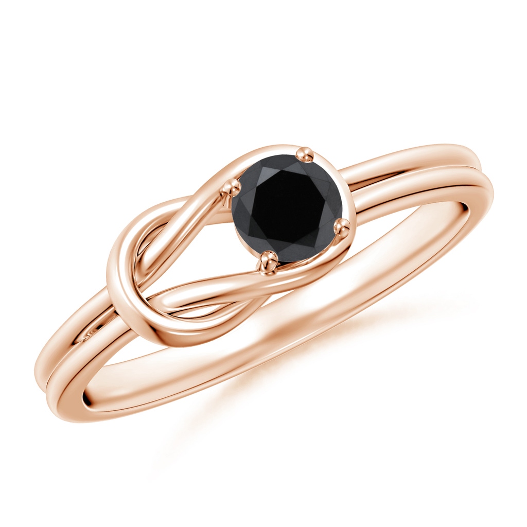 4mm AA Solitaire Black Diamond Infinity Knot Ring  in Rose Gold