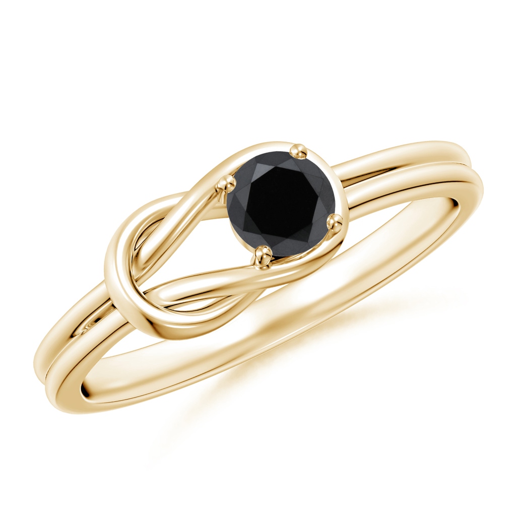 4mm AA Solitaire Black Diamond Infinity Knot Ring  in Yellow Gold