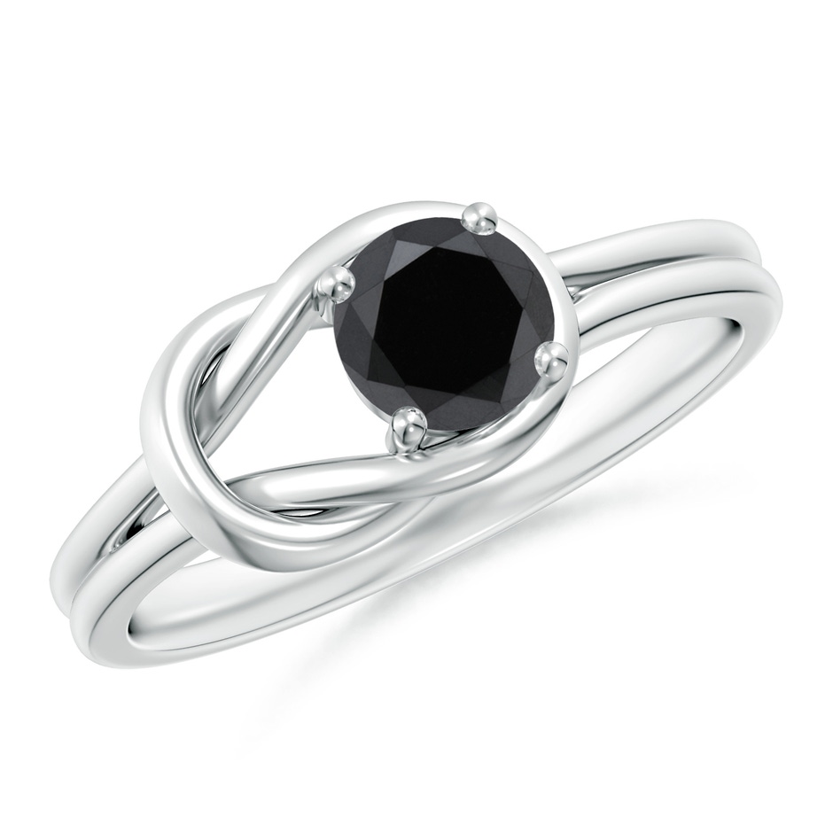 5mm AA Solitaire Black Diamond Infinity Knot Ring  in White Gold 