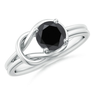 6mm AA Solitaire Black Diamond Infinity Knot Ring  in P950 Platinum