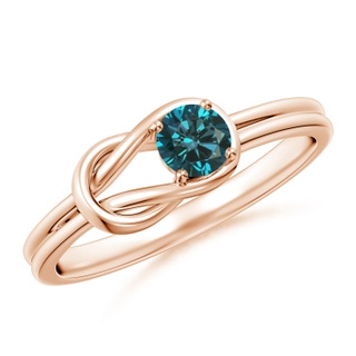 4mm AA Solitaire Blue Diamond Infinity Knot Ring  in Rose Gold
