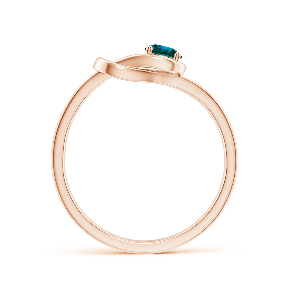 4mm AA Solitaire Enhanced Blue Diamond Infinity Knot Ring in Rose Gold side 199