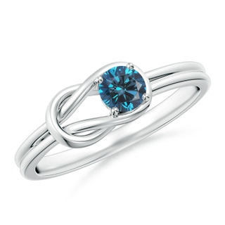 4mm AAA Solitaire Blue Diamond Infinity Knot Ring  in P950 Platinum