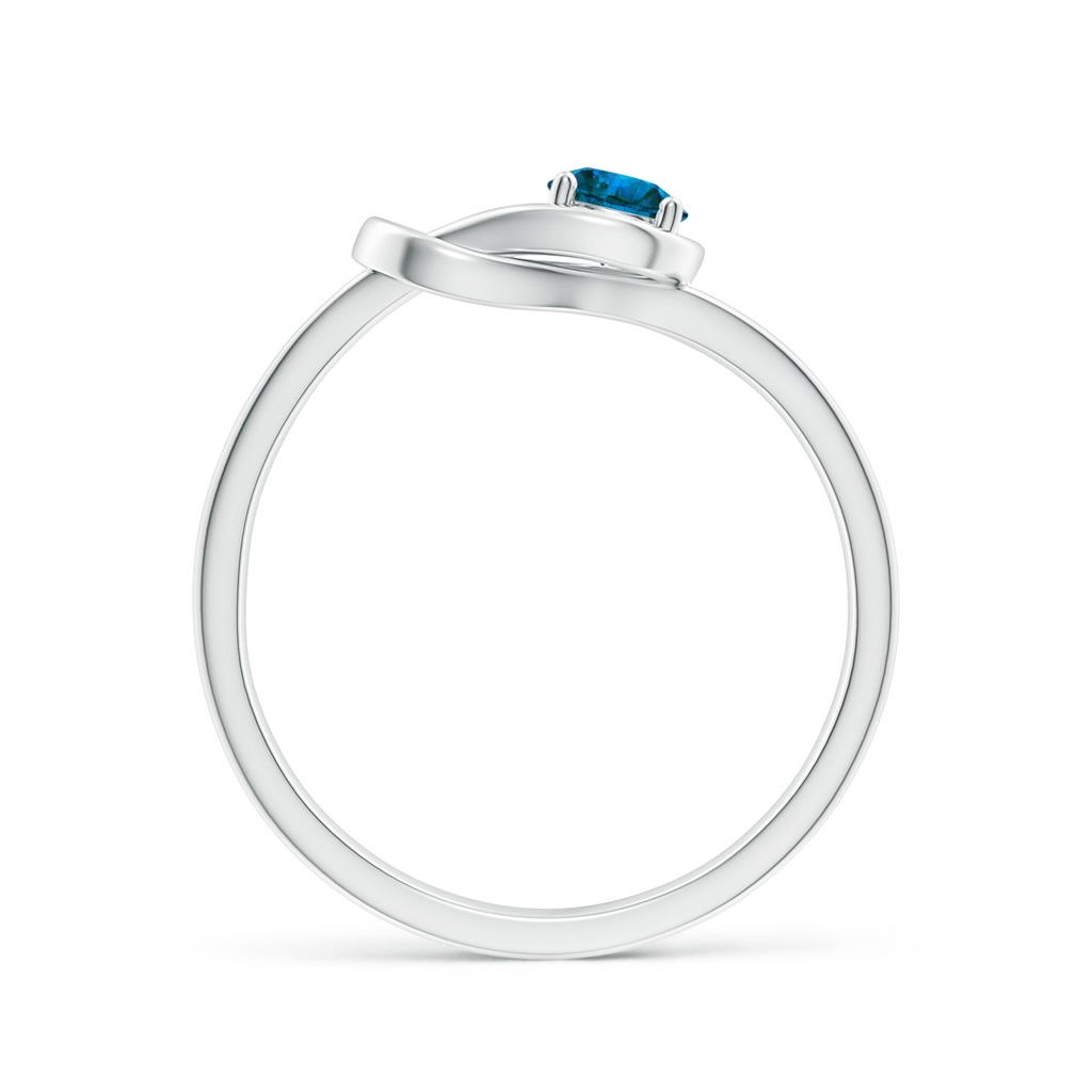 4mm AAA Solitaire Enhanced Blue Diamond Infinity Knot Ring in White Gold - side 199