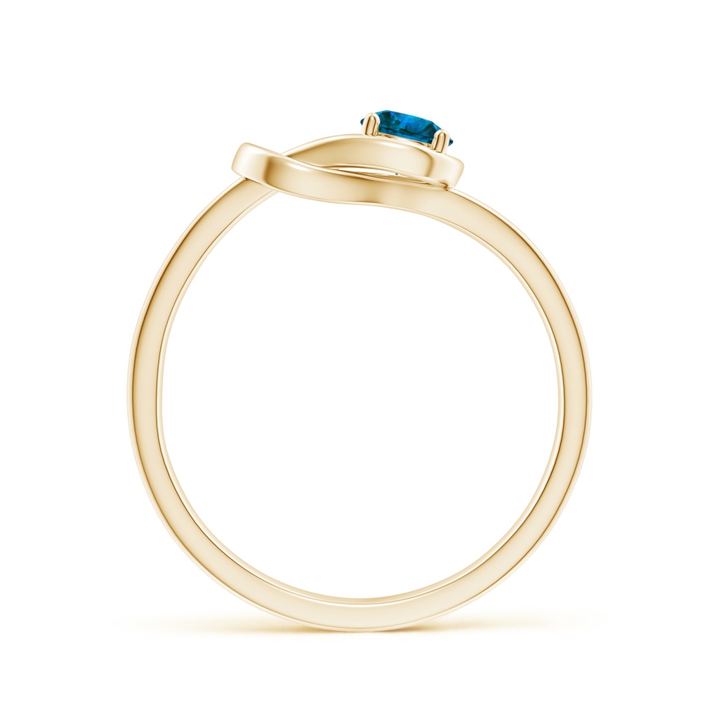 4mm AAA Solitaire Enhanced Blue Diamond Infinity Knot Ring in Yellow Gold - side 199