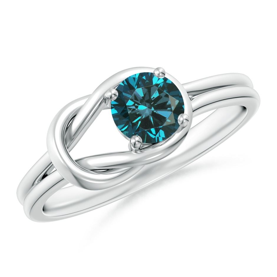 5mm AA Solitaire Enhanced Blue Diamond Infinity Knot Ring in P950 Platinum 