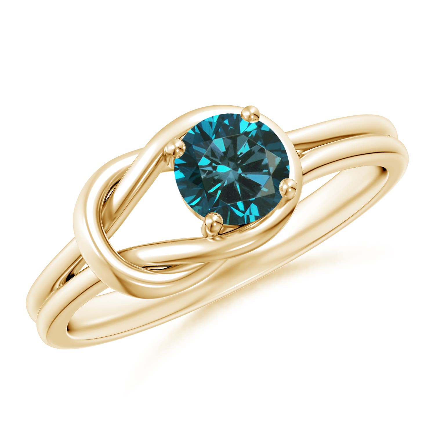 Angara Germany Angara 0.47 Carat Solitaire Enhanced Blue Diamond Infinity Knot Engagement Ring in 14K Yellow Gold SR0415BLD-YG-AA-5