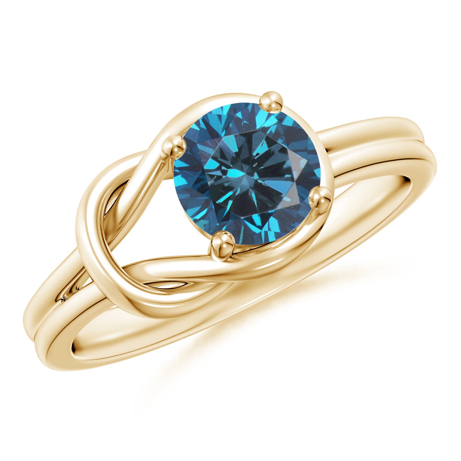 Angara Germany Angara 0.8 Carat Solitaire Enhanced Blue Diamond Infinity Knot Engagement Ring in 14K Yellow Gold SR0415BLD-YG-AAA-6