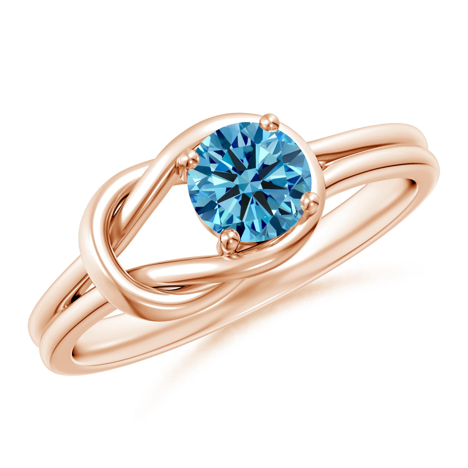 Angara Germany Angara 0.5 Carat Solitaire Fancy Intense Blue Diamond Infinity Knot Engagement Ring in 9K Rose Gold SR0415BUD-RGN-FINTVS2-5.1