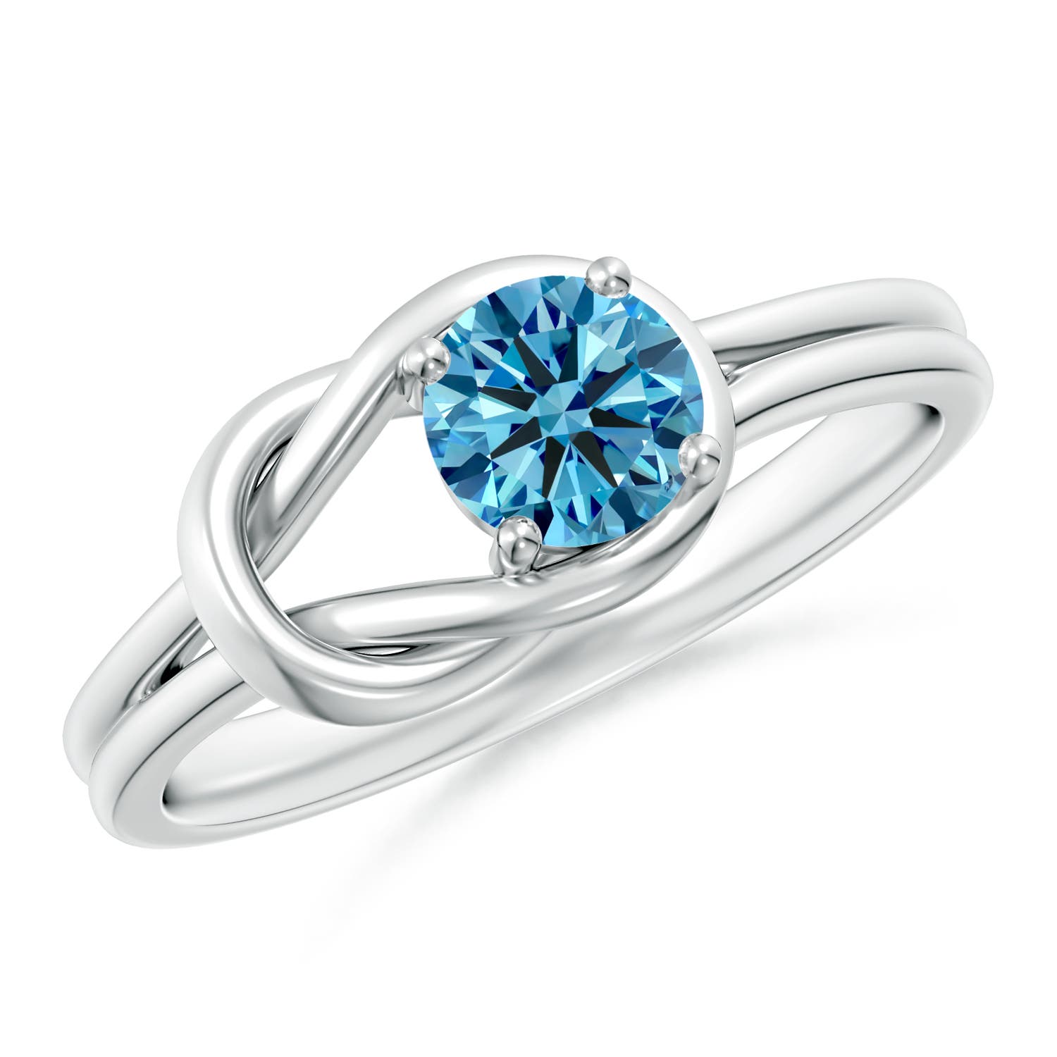 Angara 0.5 CTW Solitaire Fancy Intense Blue Diamond Infinity Knot Engagement Ring in 14K White Gold