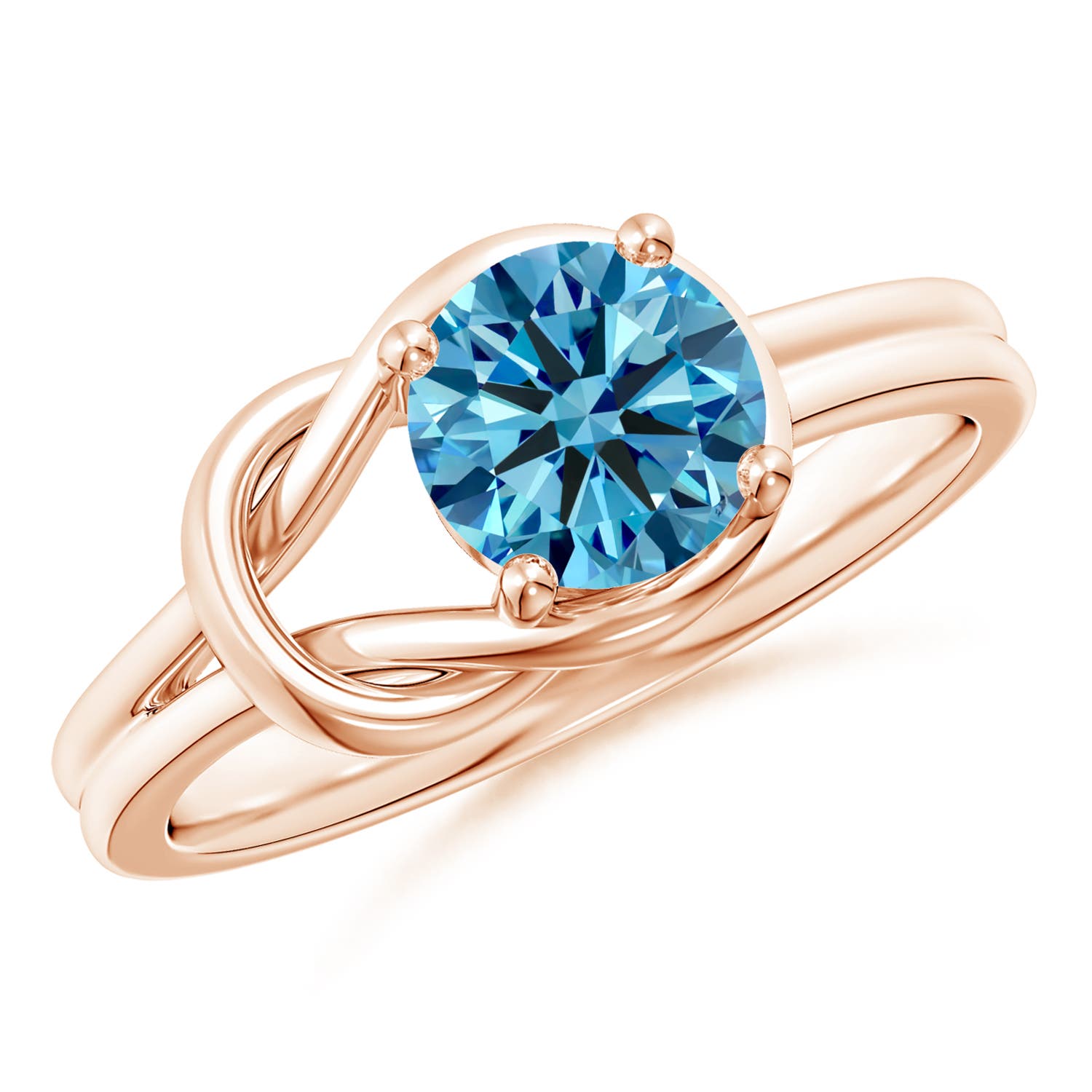Angara Germany Angara 1.0 Carat Solitaire Fancy Intense Blue Diamond Infinity Knot Engagement Ring in 18K Rose Gold SR0415BUD-RGE-FINTVS2-6.4