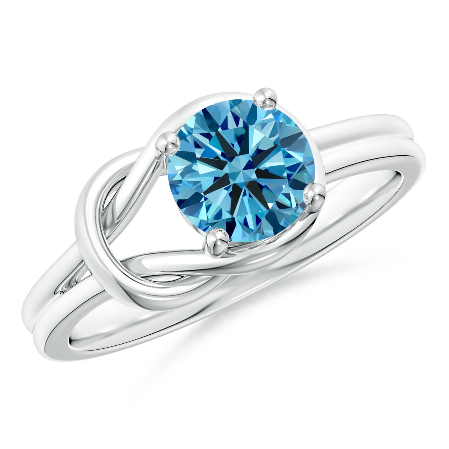 Angara Germany Angara 1.0 Carat Solitaire Fancy Intense Blue Diamond Infinity Knot Engagement Ring in Platinum SR0415BUD-PT-FINTVS2-6.4