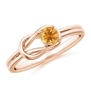 4mm A Solitaire Citrine Infinity Knot Ring in Rose Gold