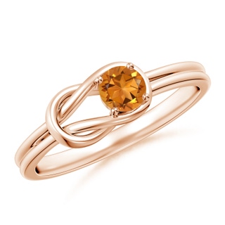 4mm AAA Solitaire Citrine Infinity Knot Ring in Rose Gold