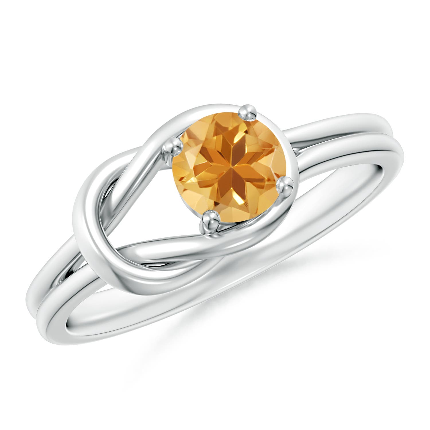 5mm A Solitaire Citrine Infinity Knot Ring in 18CT White Gold