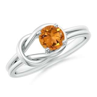 5mm AAA Solitaire Citrine Infinity Knot Ring in White Gold