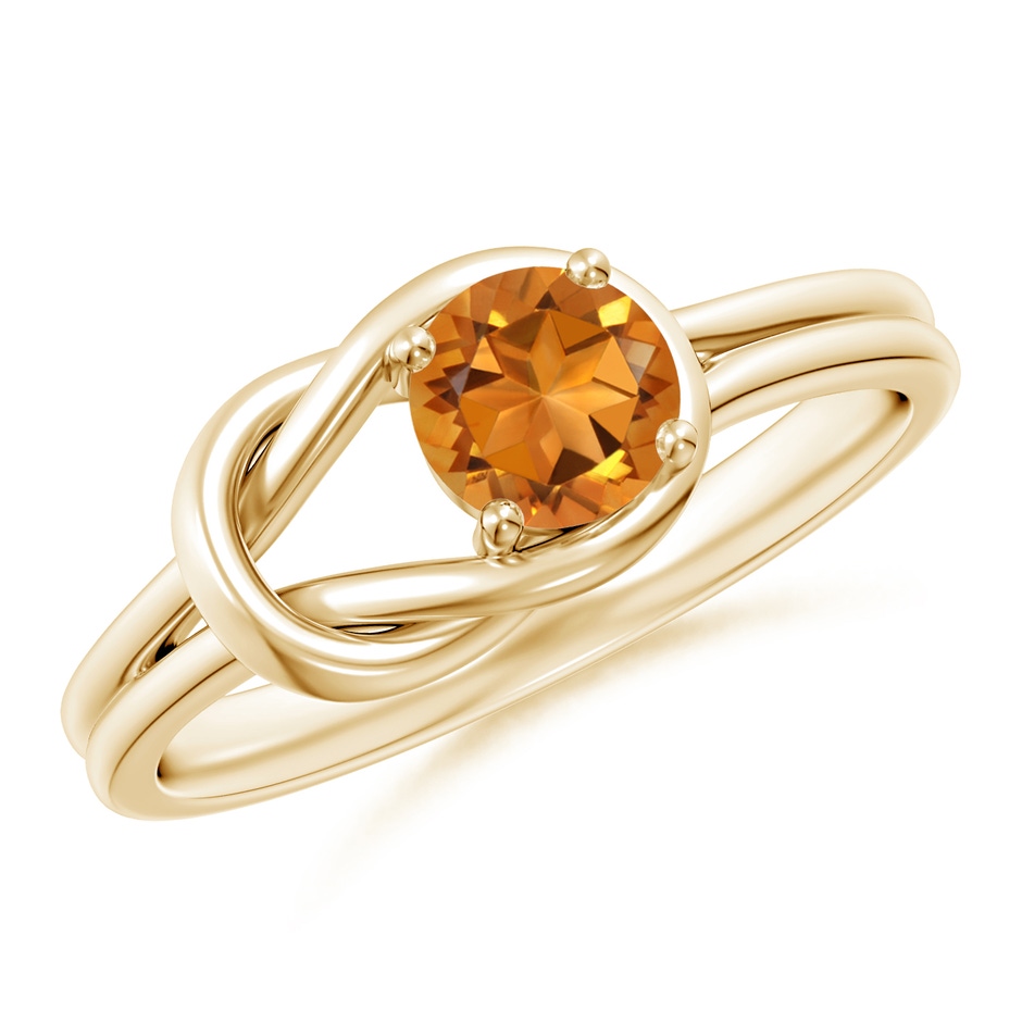 5mm AAA Solitaire Citrine Infinity Knot Ring in Yellow Gold 