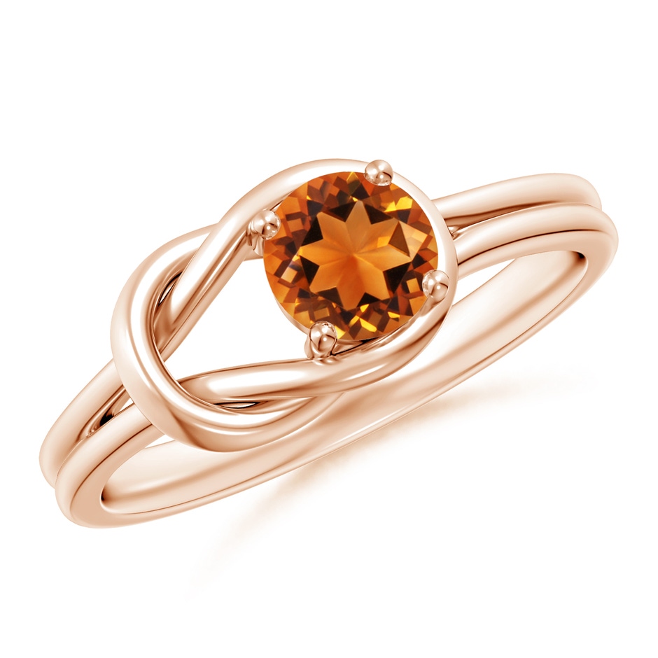 5mm AAAA Solitaire Citrine Infinity Knot Ring in Rose Gold 