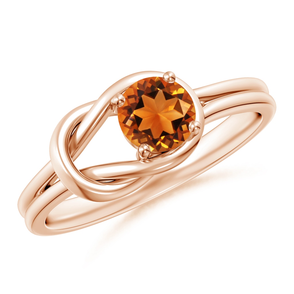 5mm AAAA Solitaire Citrine Infinity Knot Ring in Rose Gold