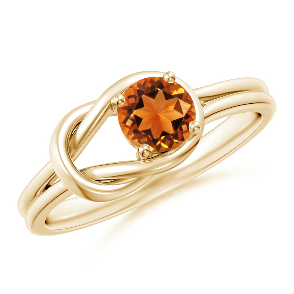 5mm AAAA Solitaire Citrine Infinity Knot Ring in Yellow Gold