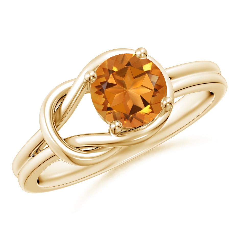6mm AAA Solitaire Citrine Infinity Knot Ring in Yellow Gold 