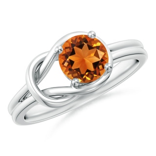6mm AAAA Solitaire Citrine Infinity Knot Ring in White Gold