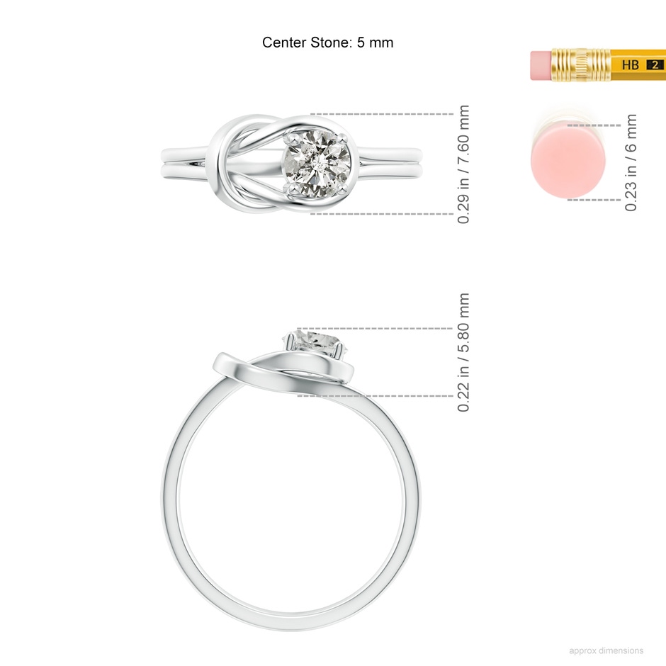 5mm KI3 Solitaire Diamond Infinity Knot Ring in White Gold ruler