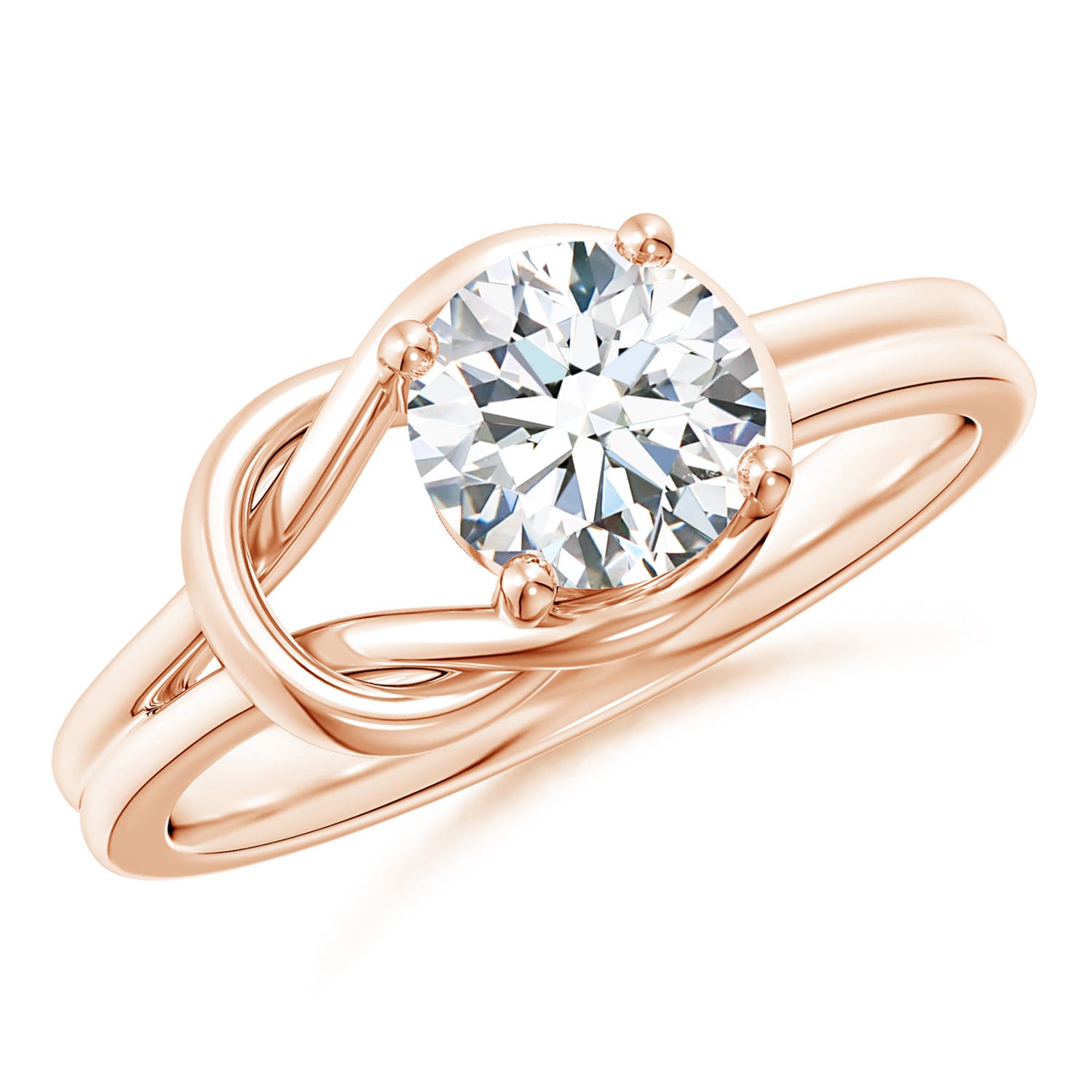 6.4mm GVS2 Solitaire Diamond Infinity Knot Ring in Rose Gold