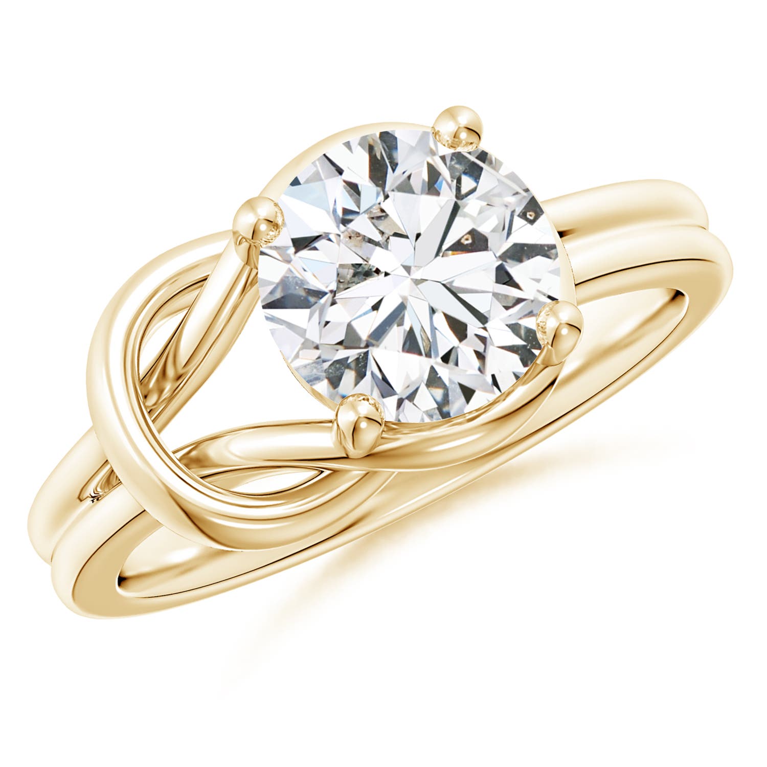 8.1mm HSI2 Solitaire Diamond Infinity Knot Ring in Yellow Gold