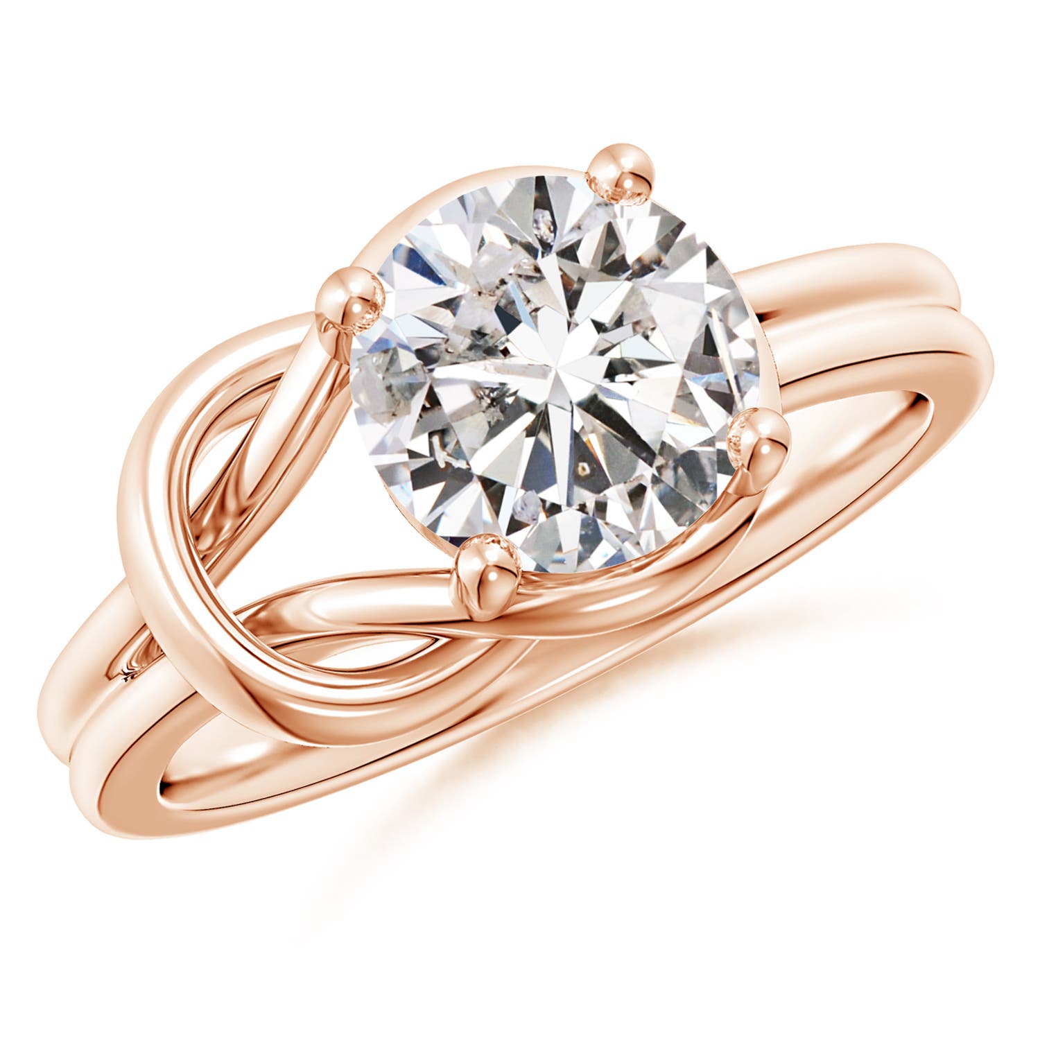 Angara Germany Angara 2.01 Carats Solitaire Diamond Infinity Knot Engagement Ring in 14K Rose Gold SR0415D-RG-IJI1I2-8.1