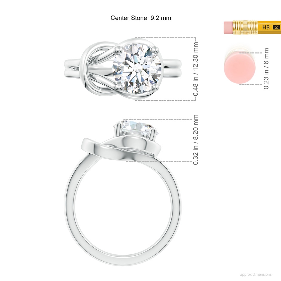 9.2mm GVS2 Solitaire Diamond Infinity Knot Ring in P950 Platinum ruler