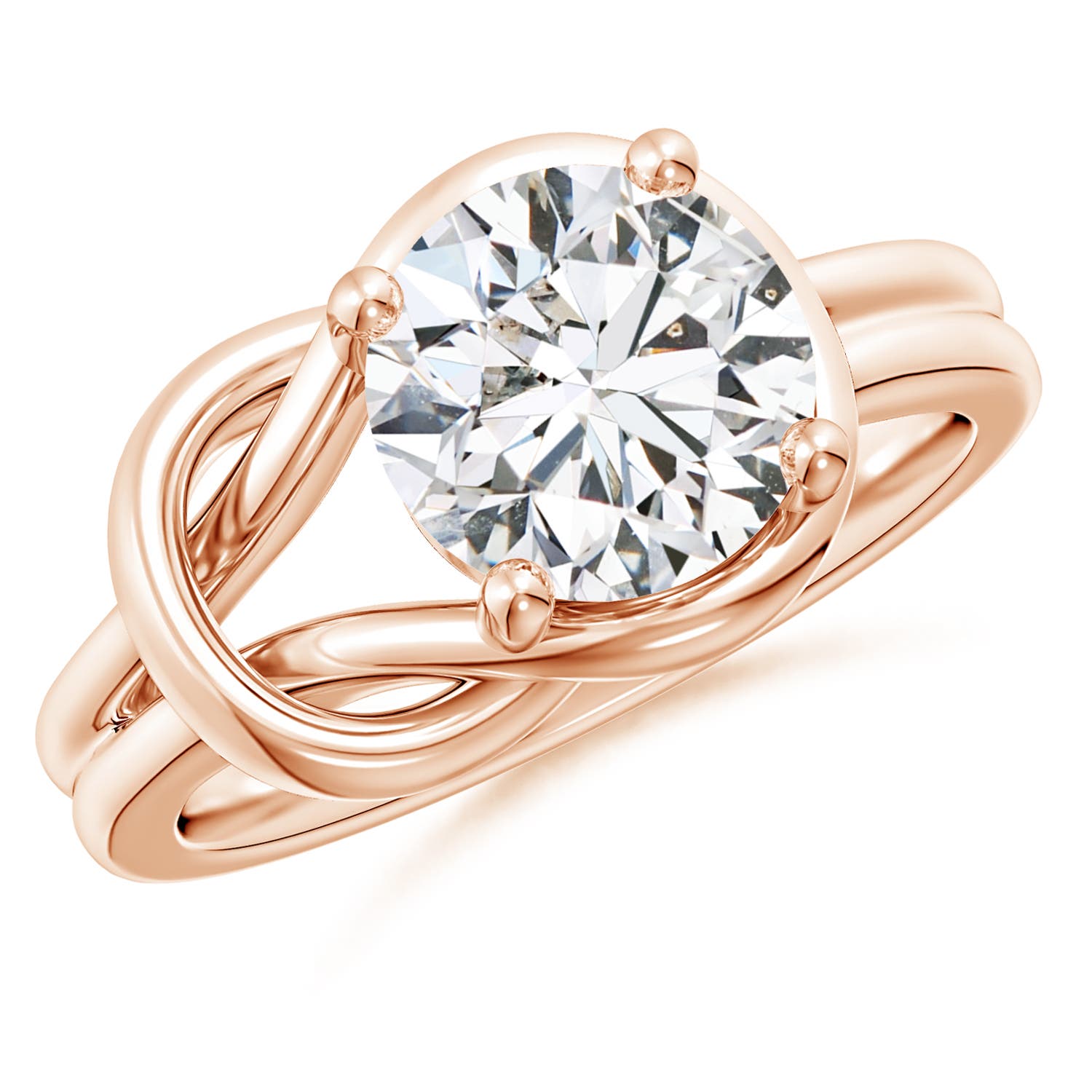 Angara Germany Angara 3.0 Carats Solitaire Diamond Infinity Knot Engagement Ring in 18K Rose Gold SR0415D-RGE-HSI2-9.2
