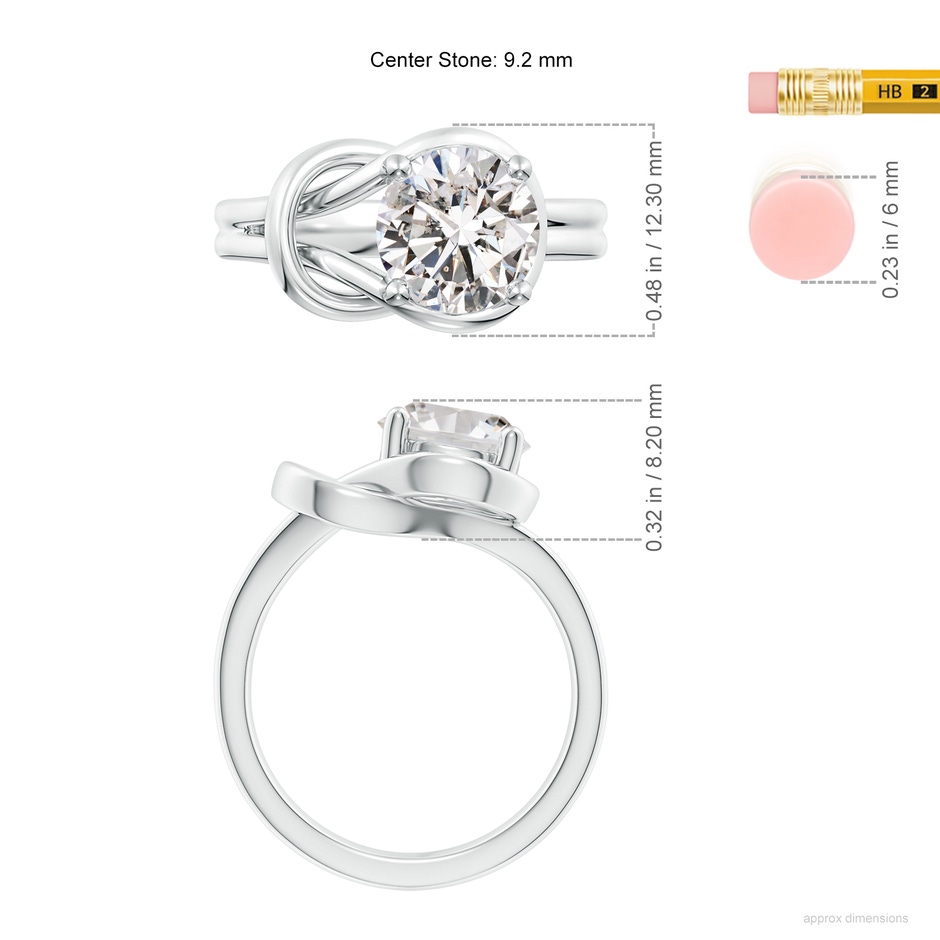 9.2mm IJI1I2 Solitaire Diamond Infinity Knot Ring in P950 Platinum ruler