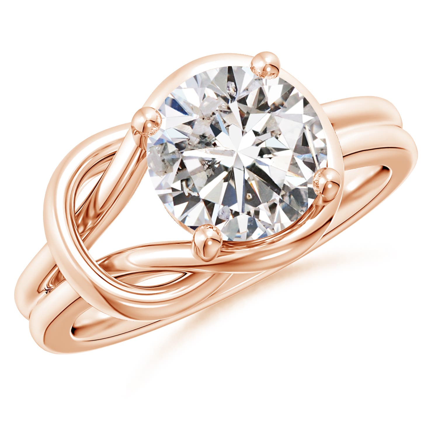 Angara Germany Angara 3.0 Carats Solitaire Diamond Infinity Knot Engagement Ring in 14K Rose Gold SR0415D-RG-IJI1I2-9.2