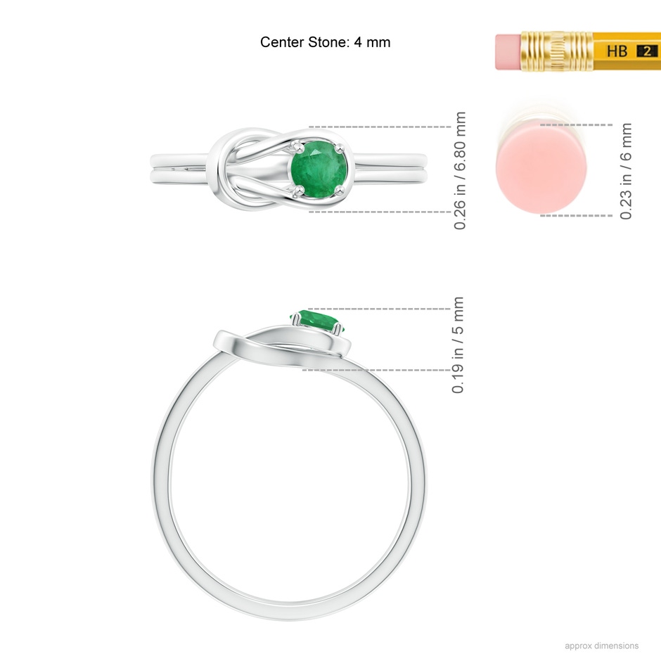 4mm A Solitaire Emerald Infinity Knot Ring in P950 Platinum ruler