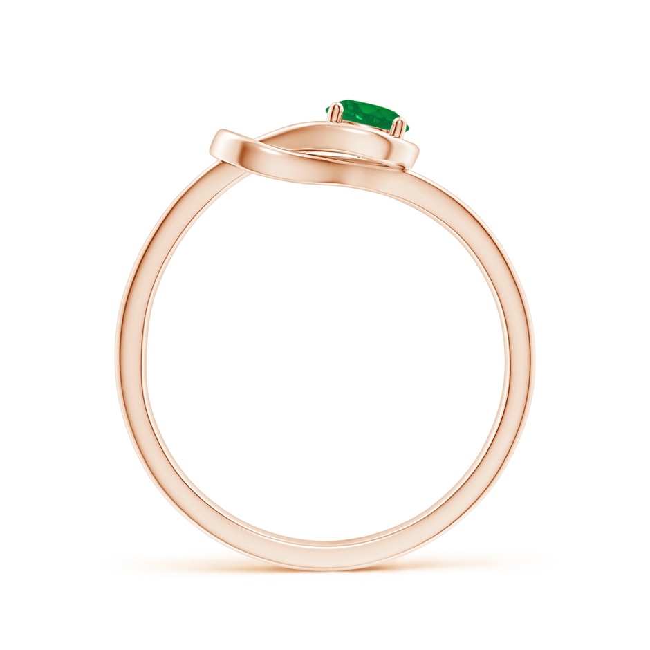 4mm AA Solitaire Emerald Infinity Knot Ring in Rose Gold side 199