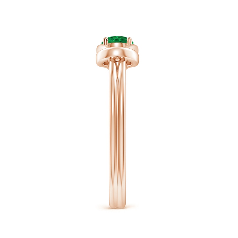 4mm AAA Solitaire Emerald Infinity Knot Ring in Rose Gold side 299