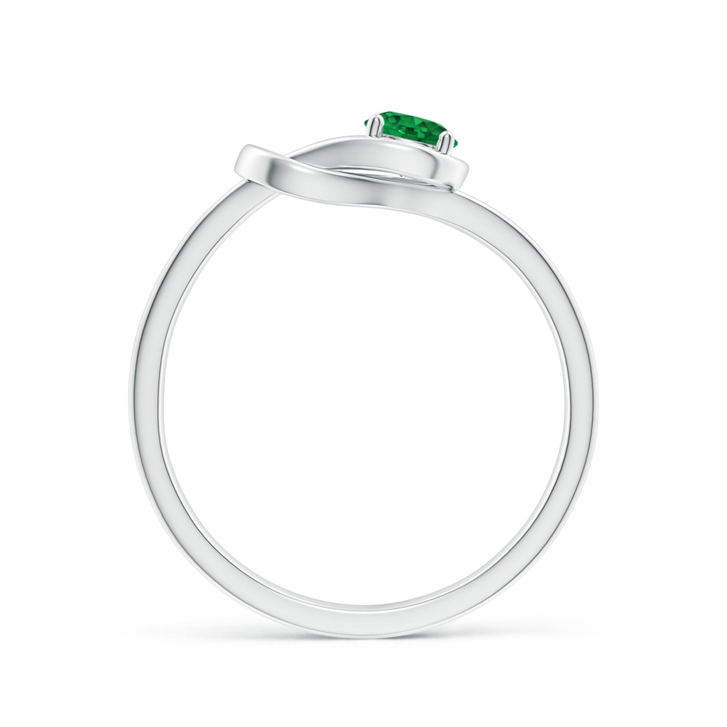 4mm AAA Solitaire Emerald Infinity Knot Ring in White Gold Side 199