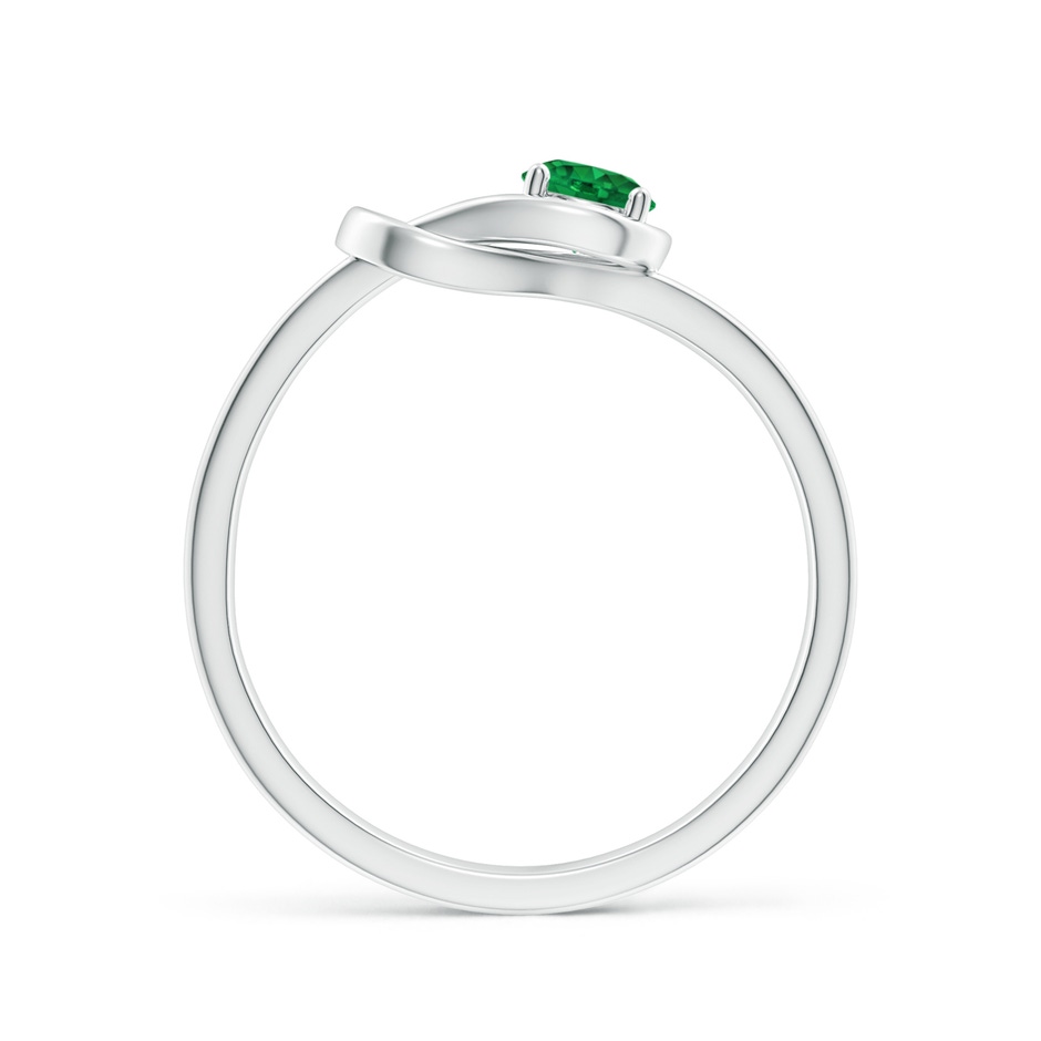 4mm AAA Solitaire Emerald Infinity Knot Ring in White Gold side 199